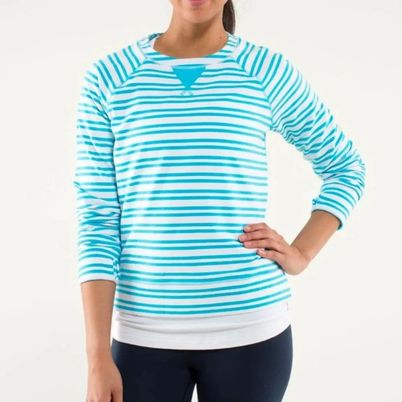 Lululemon Voyage Pullover *TencelTwin Stripe Spry Blue / Spry Blue - Picture 2 of 11